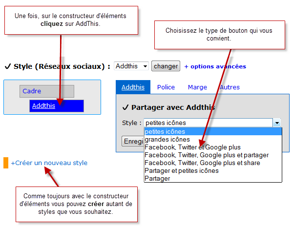 Choisir un type de boutons