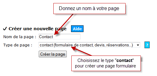 Créer une page formulaire